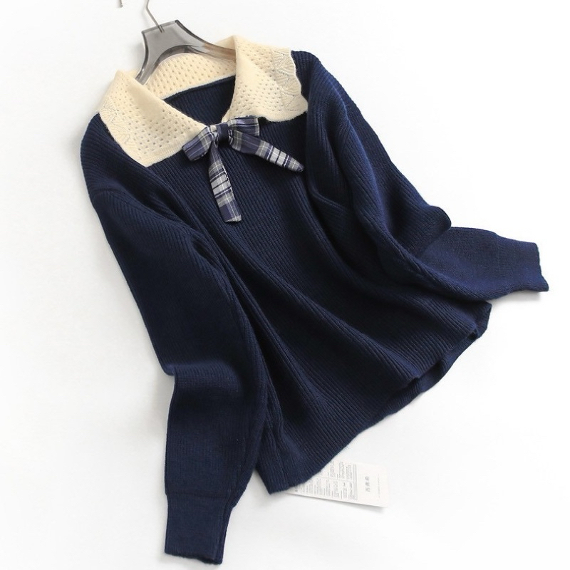 NEW RIBBON COLLAR SWEATER