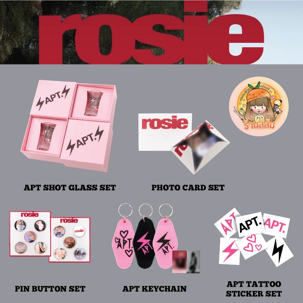 [PRE] ROSÉ [ROSIE] ONLINE MD - APT SHOT GLASS SET / PHOTO CARD SET / PIN BUTTON SET / KEYCHAIN / TATTOO STICKER SET