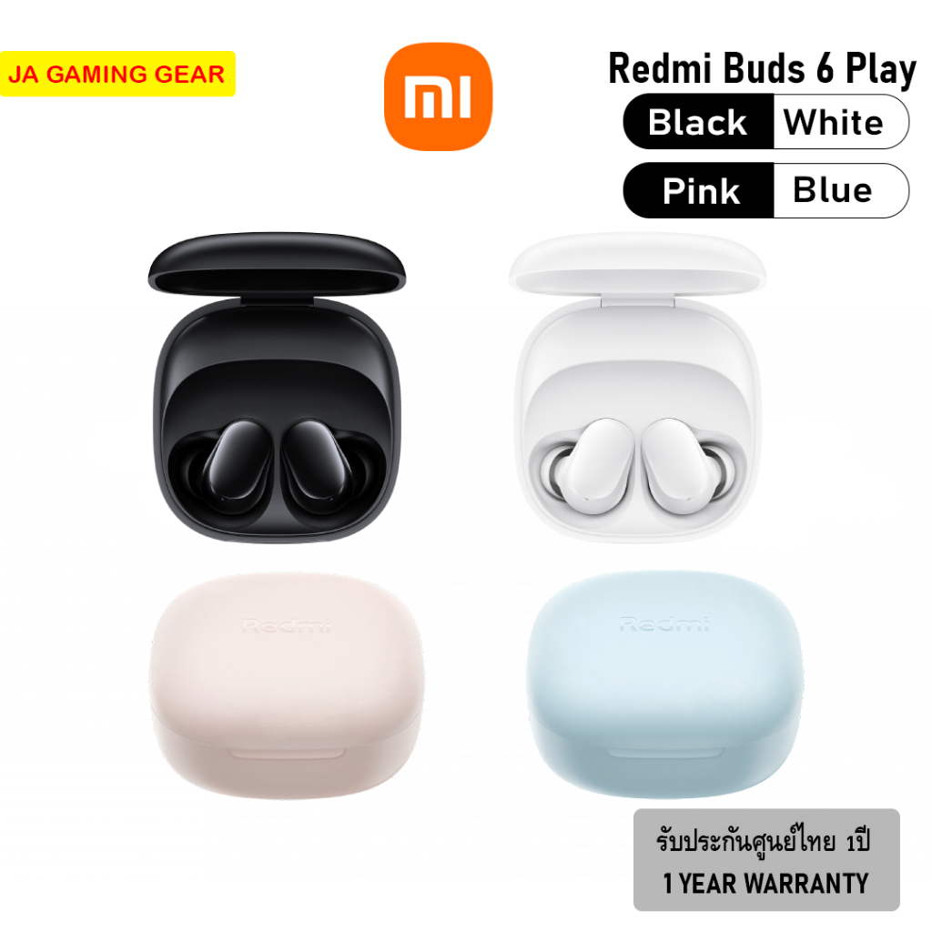 หูฟังบลูทูธ Xiaomi Redmi Buds 6 Play Bluetooth 5.4 earbuds White/Pink/Blue/Black หูฟังไร้สาย