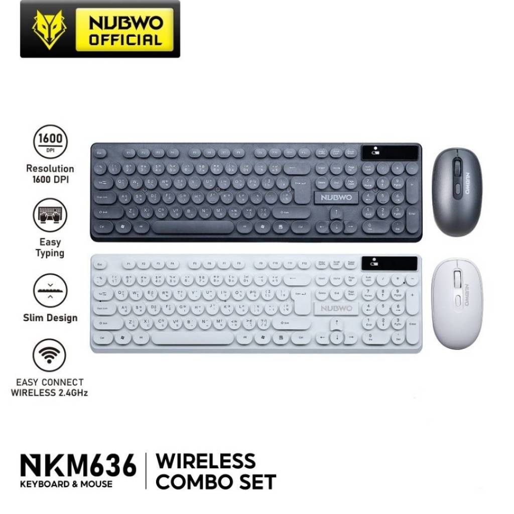 ชุดเมาส์คีย์บอร์ดไร้สาย(แป้นกลม) NUBWO NKM636 Keyboard+Mouse Wireless แป้นพิมพ์ไร้สาย