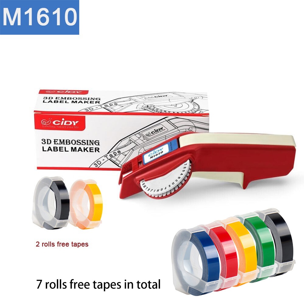 (พร้อมเทปนูน 7 ม้วน) Cidy m1610 เครื่องทําฉลากพลาสติก แบบแมนนวล สําหรับเครื่องพิมพ์ฉลาก 3D Dymo 1610