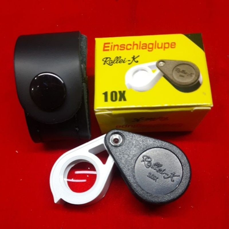 กล้องส่องพระเพชรพลอยเครื่องรางROLLEI10xดำ-ขาวGemanyพร้อมซองหนัง