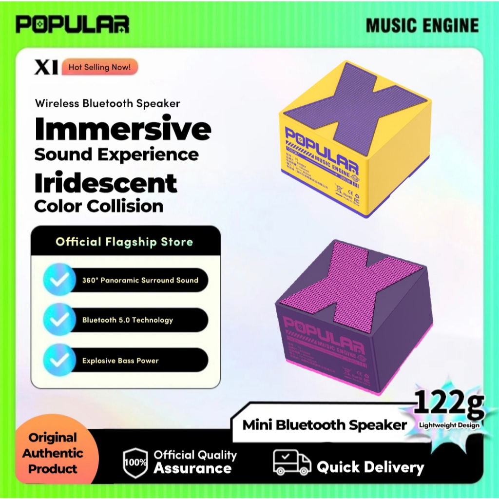 Basix Mini Bluetooth Speaker ลำโพงบลูทูธ คุณภาพเสียงเซอร์ราวด์ 360° เทคโนโลยีบลูทูธ 5.0 น้ำหนักเบา 122g. พกพาสะดว