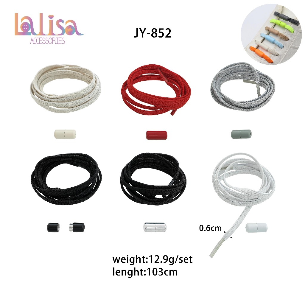 เชือกรองเท้า ไม่ต้องผูกเชือก ซ่อนโบว์รองเท้า จัดระเบียบเชือกรองเท้า PLASTIC STRING WITH BUTTON (JY-852)