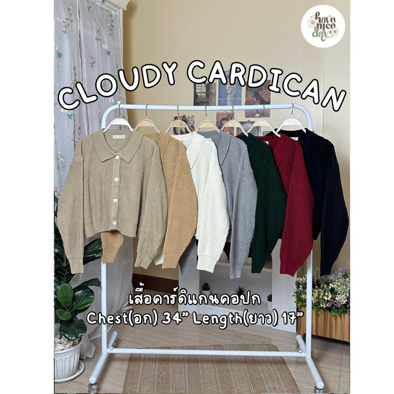 ( พร้อมส่ง ) เสื้อคลุมคาร์ดิแกนคอปก (crop/oversized)