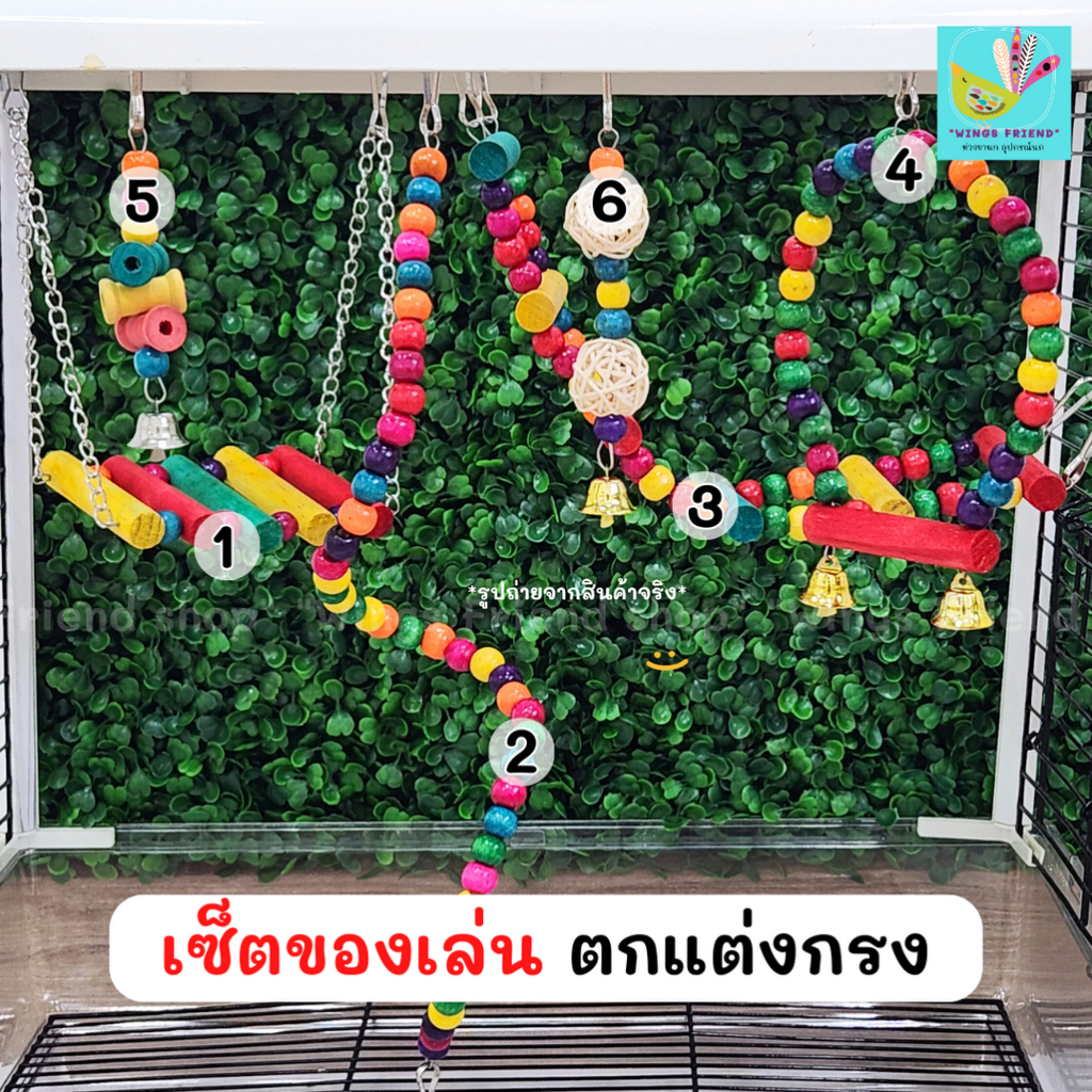 เซ็ตของเล่น 6 ชิ้น ของเล่น ชิงช้า สะพานตกแต่งกรง ของกัดแทะ