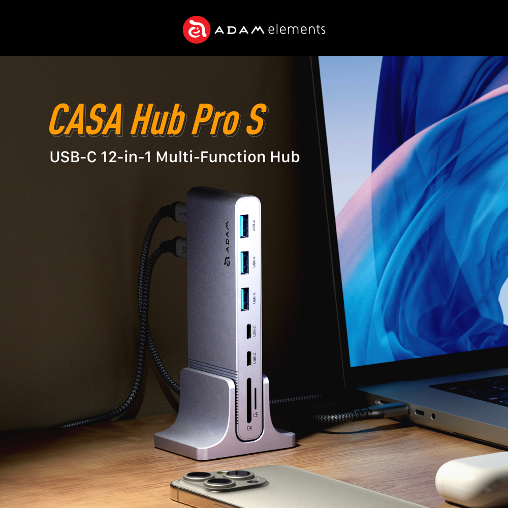ตัวแปลง ADAM elements CASA HUB Pro S USB-C 12-in-1 Multi-Function Hub - ฮับมัลติฟังก์ชั่น อุปกรณ์ต่อพ่วงเสริม