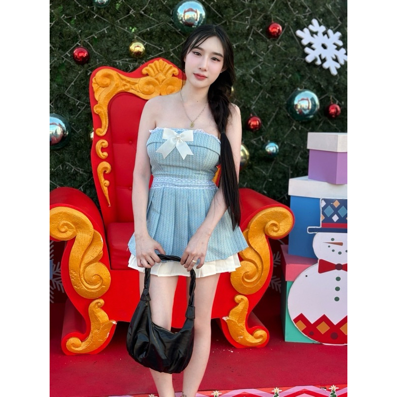 เซท 2 ชิ้น เกาะอกแถมเข็มกลัด คอลใหม่ไว้ใส่ไปดินเนอร์สวยสวยในตรีม สาวเวียดน่ารักน่ารักแบบนี้คือต้องมีแล้ว