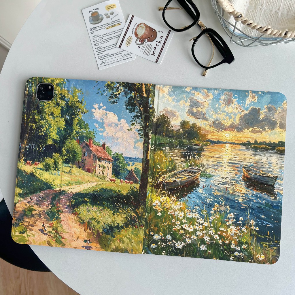 🌼ออกให้ 24 ชม🌼case iPad Air7 Air6 Pro11 2024 ที่ใส่ปากกา เรือพระอาทิตย์ตก เคส iPad Gen9 Gen11 MINI7