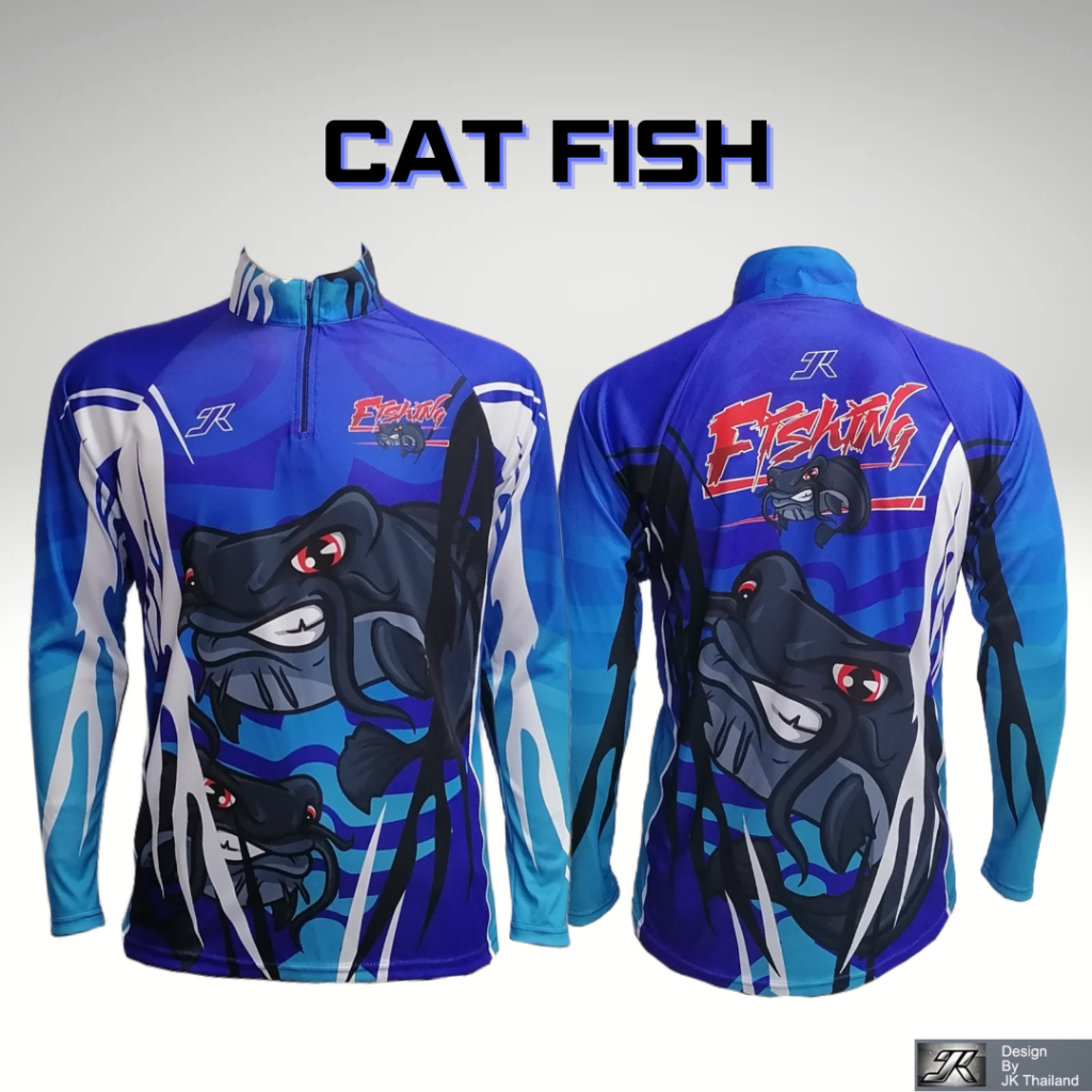 CAT FISH เสื้อตกปลา JK Thailand กันยูวี สำหรับกีฬากลางแจ้ง ป้องกันรังสี UV 80% แห้งเร็ว