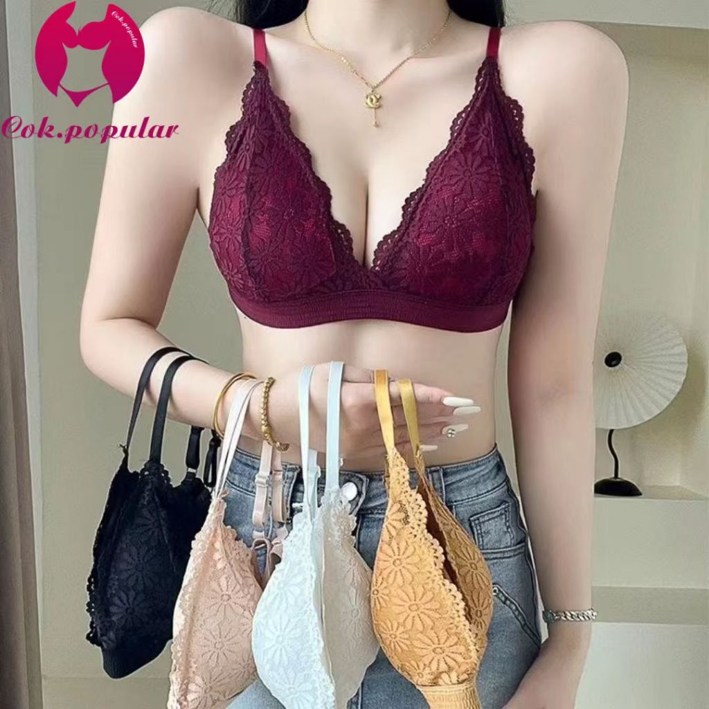 #382 ลูกไม้ผู้หญิงที่สวยงามกลับชุดชั้นในไม่มีแหวนเหล็กเซ็กซี่ลึก โวลต์ รวบรวมชุดชั้นในสามเหลี่ยมถ้วย ชุดชั้นใน