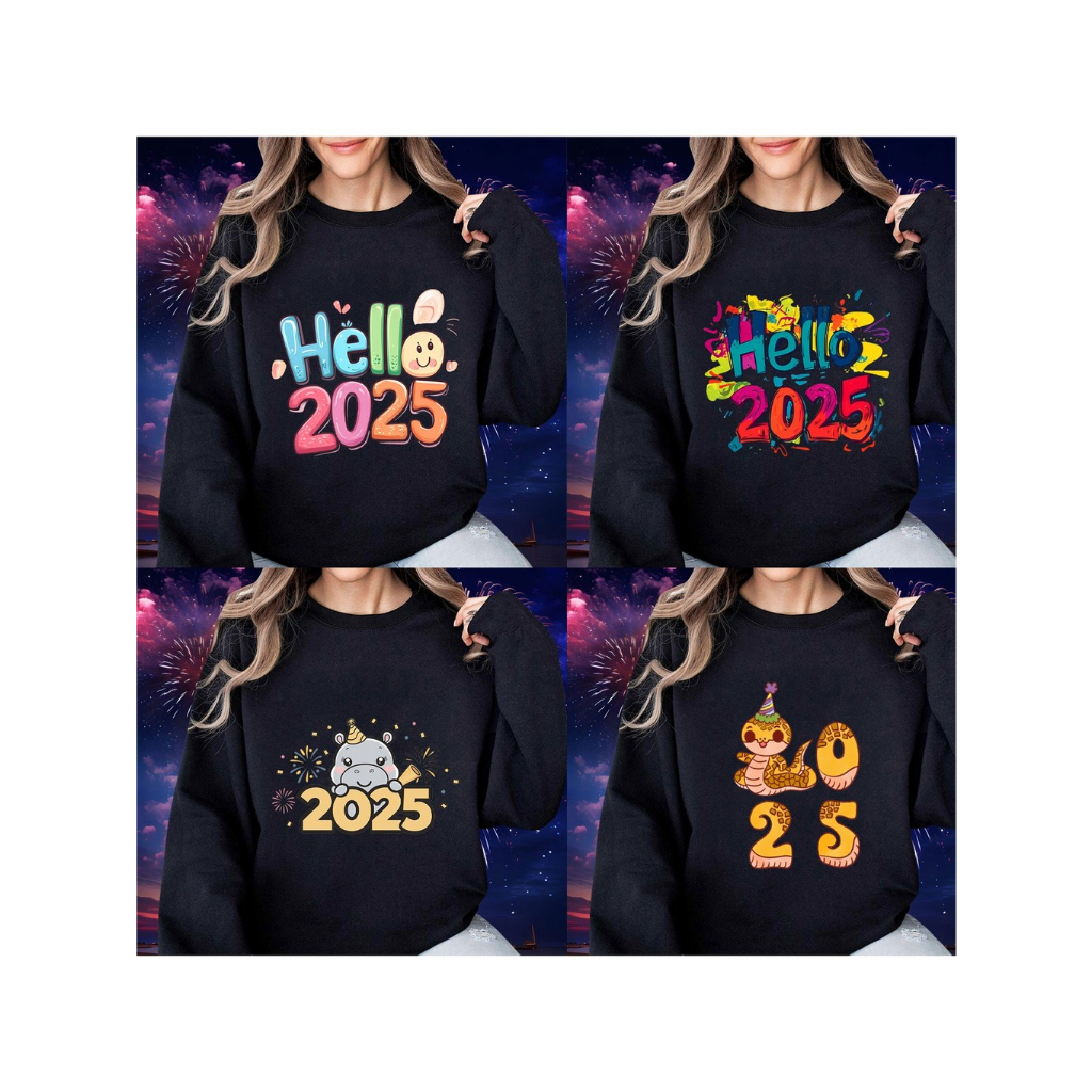 2025 Happy New Year Sweatshirts 2568 เสื้อสเวตเตอร์คอกลมแขนยาว SW4
