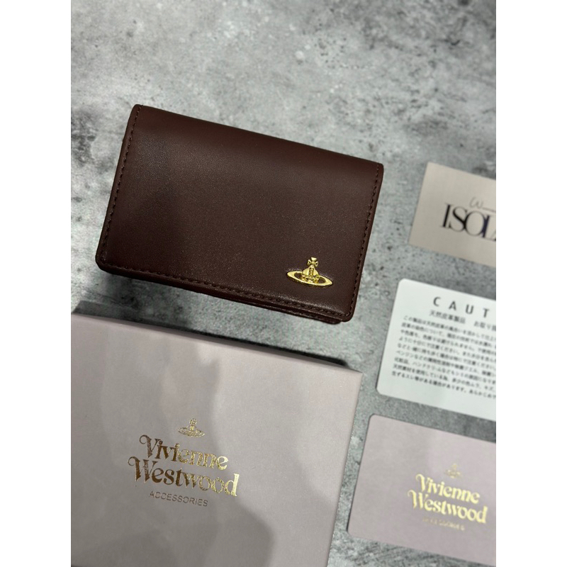 Vivienne Westwood หนังวัวอ่อนใหม่มินิกระเป๋าสตางค์ดาวเสาร์กระเป๋าใส่บัตรกระเป๋าสตางค์ของขวัญสำหรับใช้ส่วนตัว
