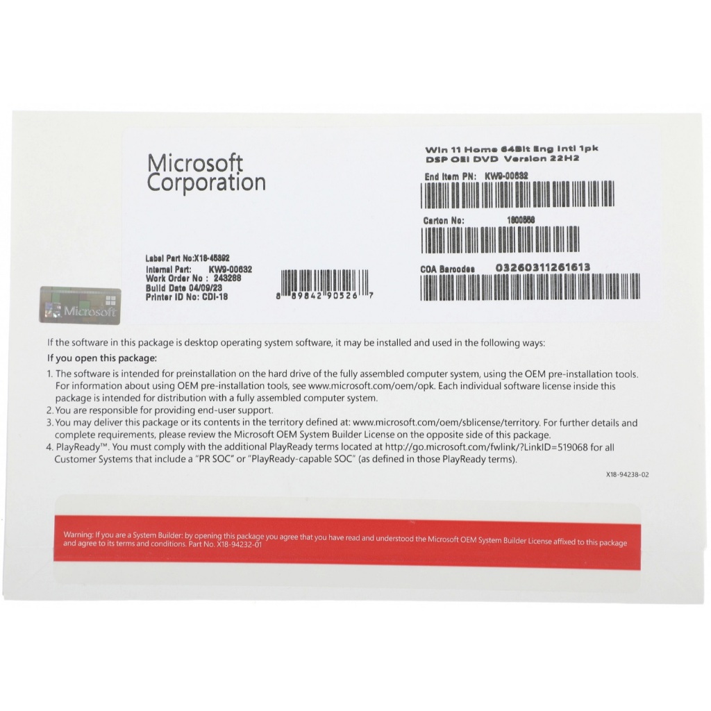 WINDOWS 11 HOME 64 BIT (OEM,KW9-00632)