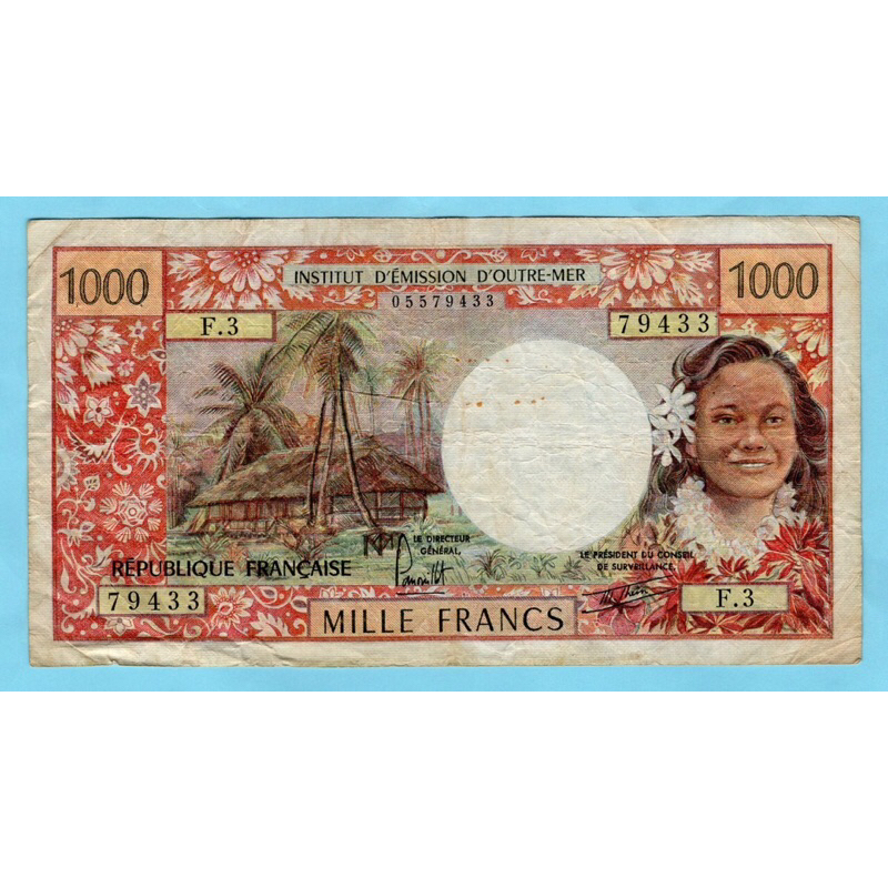 French Polynesia  / Tahiti ,1000 Francs 1977 #Rare