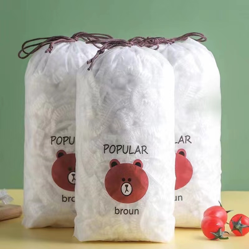 100ชิ้น ฟิล์มห่ออาหาร แรปห่ออาหาร ถนอมอาหาร หมวกอาบน้ำ ฟิล์มถนอมอาหาร พลาสติกห่ออาหาร ถุงละประมาณ กันกลิ่นอาหารในต