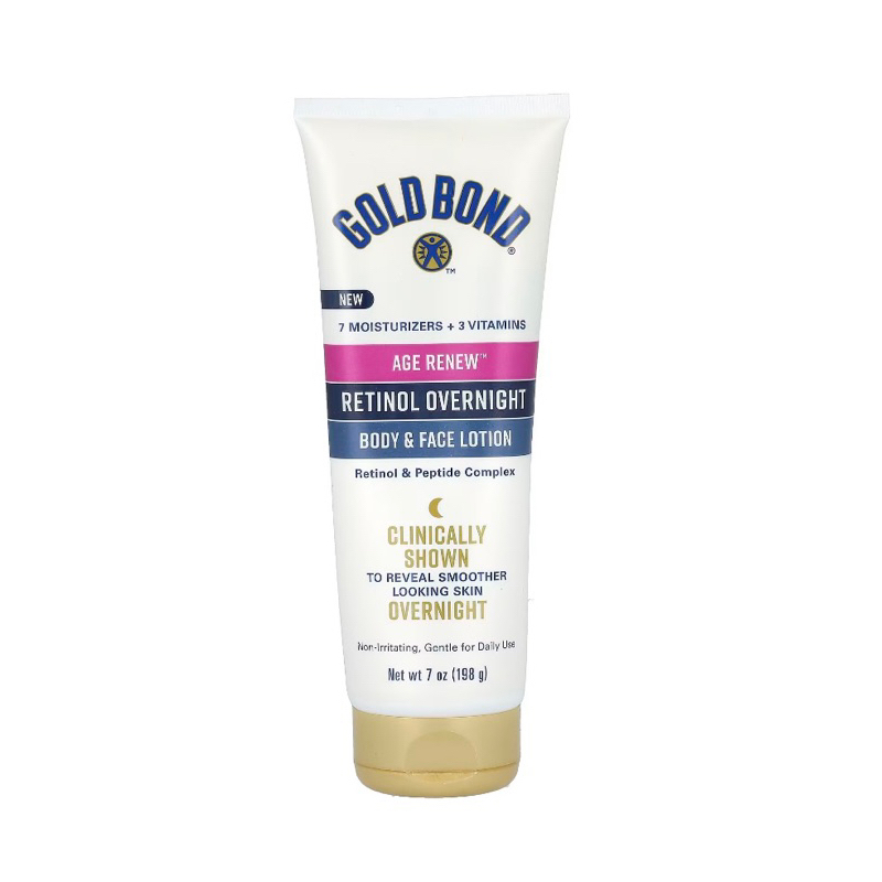 exp 01/2029 หลอดใหญ่ เรตินอล Gold Bond Age Renew Retinol Overnight Body & Face Lotion for Dry Skin 7 oz