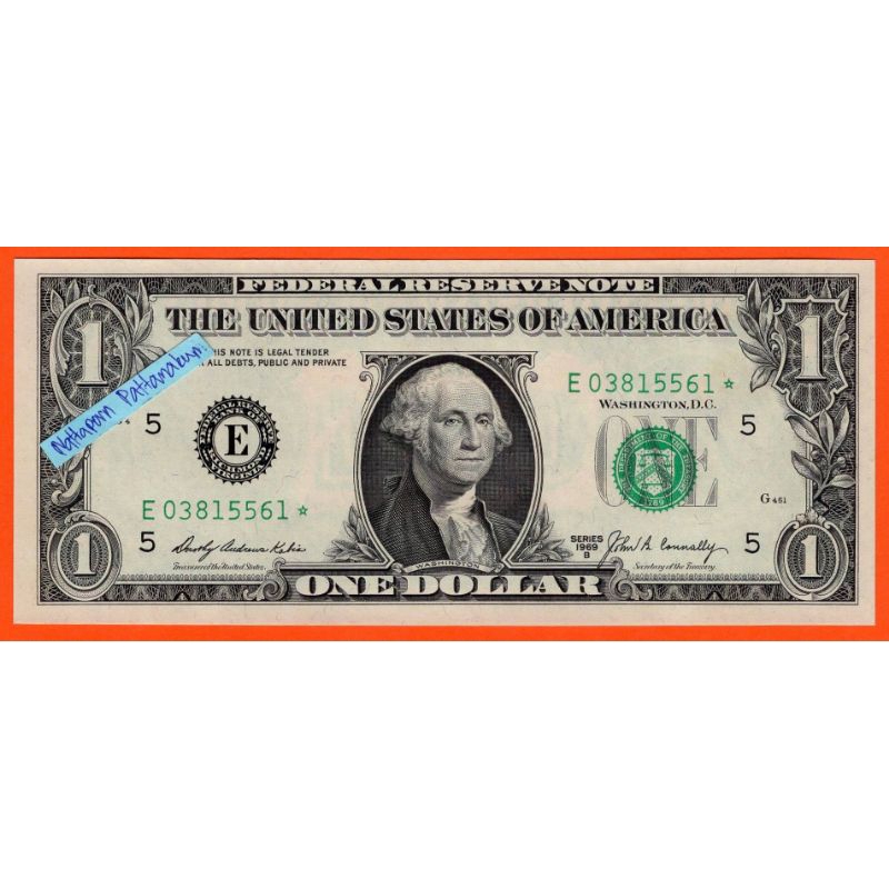 One Dollar Federal Reserve Note 1969B (Richmond) /Star Replacement Note #ธนบัตรดาว*
