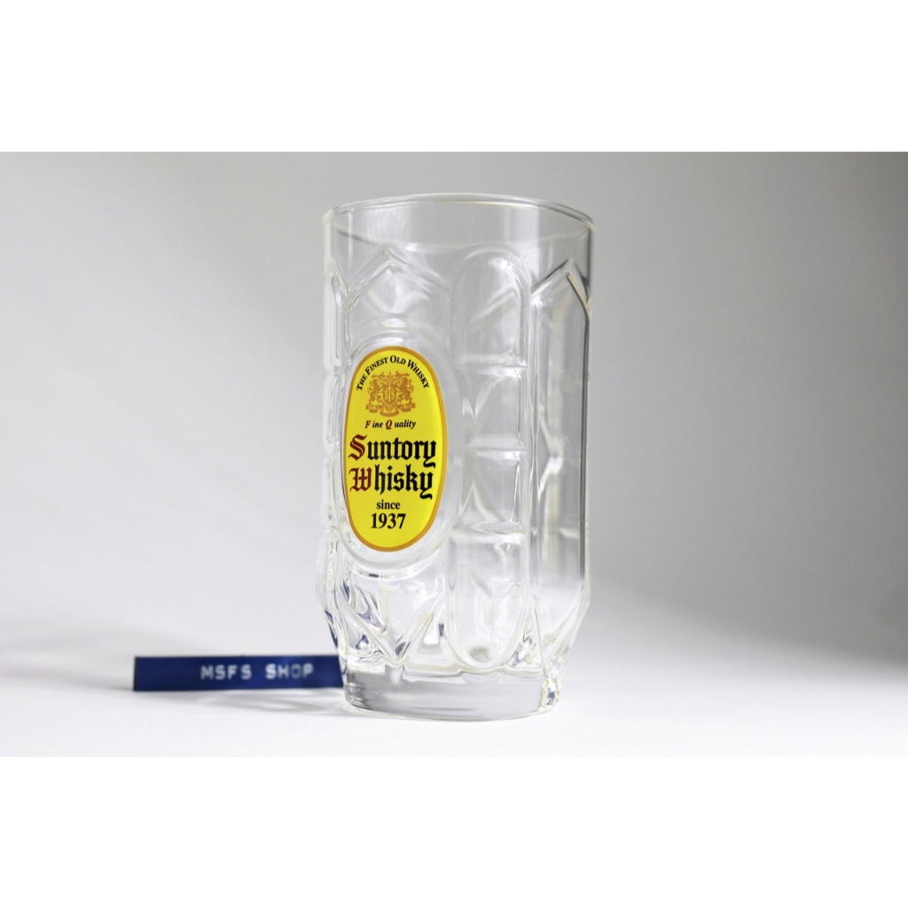 [Vintage] Suntory แก้วเครื่องดื่มลายขวด Suntory Whiskey