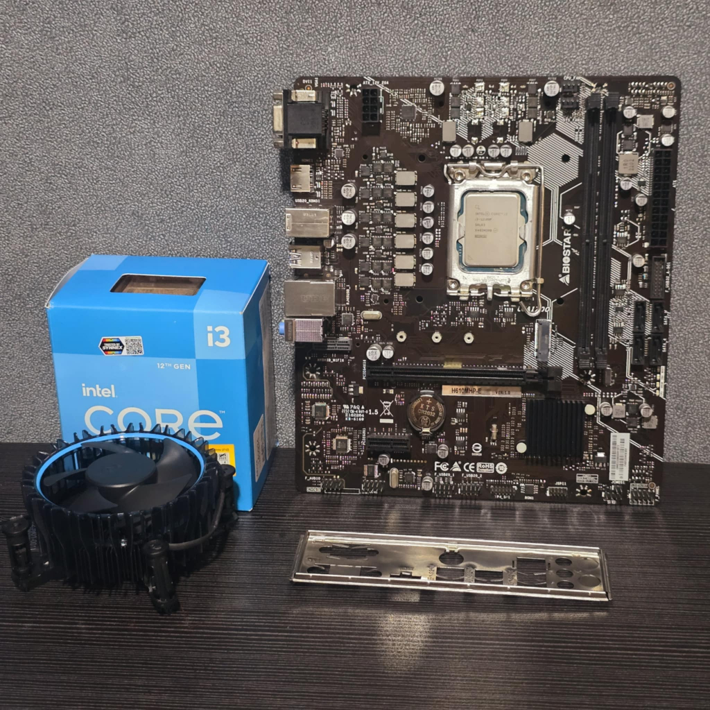 CPU INTEL CORE I3 12100F (4C/8T) + BIOSTAR H610M HP DDR4 (MICRO-ATX) (LGA 1700) มือ2 / ใช้งานปกติ