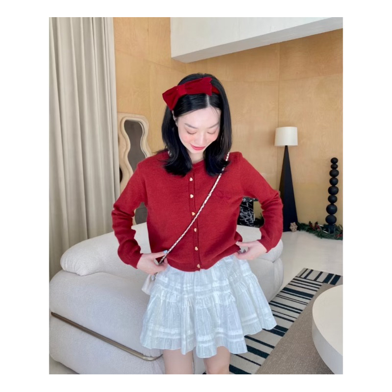 ส่งต่อ เสื้อcardigan chushop สีแดง ใส่ครั้งเดียว