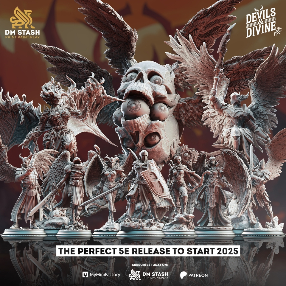 DnD Miniature I ชุดศึกประทะแห่งทวยเทพ Iโมเดลบอร์ดเกม (งานเรซิ่นยังไม่ลงสี) ฐาน 1-2 นิ้ว