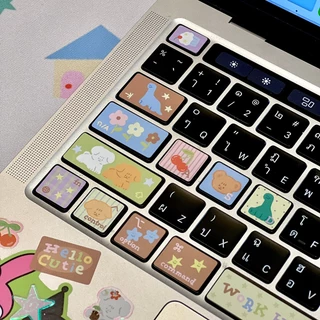 WGG x stickwithme4ev apple keyboard sticker V2 สติกเกอร์ติดคีย์บอดลายใหม่ โทนสีน้ำตาลชมพู | Stickwithme4ev