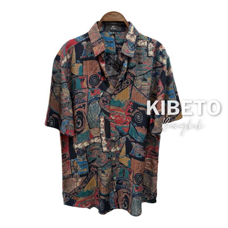 Kibeto เสื้อฮาวาย ลายศิลป์วินเทจ ผ้าสปันเรยอน เนื้อนิ่ม ใส่สบาย M L XL 2XL 3XL