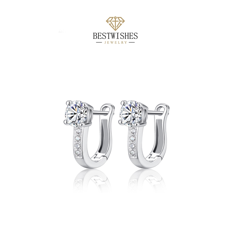 Jewelry ต่างหู  ต่างหูรูปตัว U ต่างหูเงิน ต่างหูเพชร ต่างหูแฟชั่น E013H ของขวัญ ของขวัญที่ยอดเยี่ยม