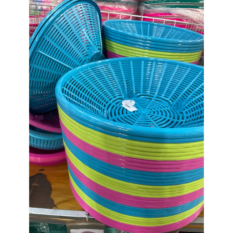 KK_Shop 1+1กระจาดพลาสติกเอนกประสงค์ ทรงกลม 33ซม.(ซื้อ1แถม1 )