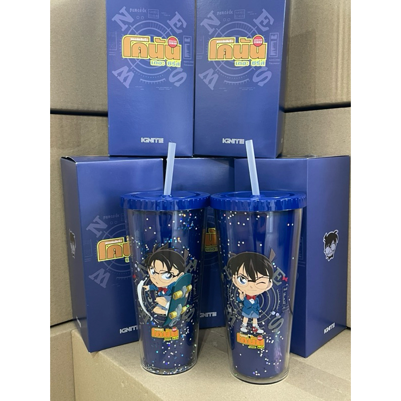 [พร้อมส่ง] แก้ว Double Wall ลายนักสืบโคนัน+หลอด ยอดนักสืบจิ๋วโคนัน Detective Conan