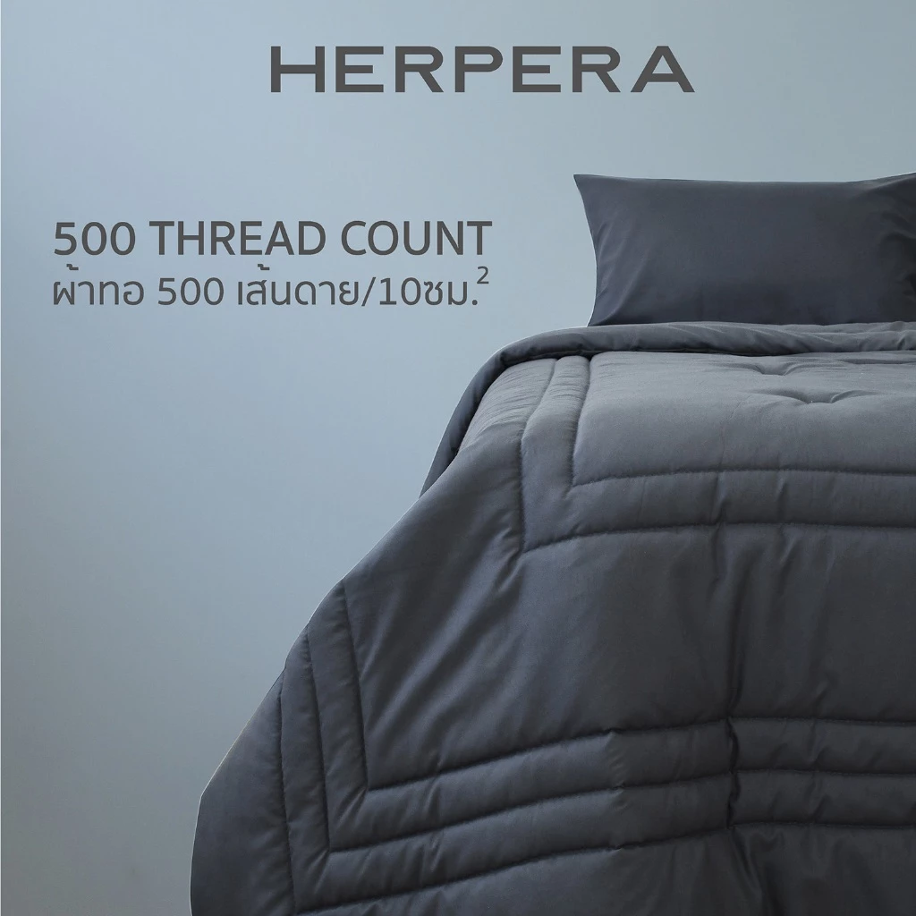 HERPERA ชุดเครื่องนอนพร้อมผ้านวม สีเทาดำ ขนาด 3.5/5/6 ฟุต thumbnail 6