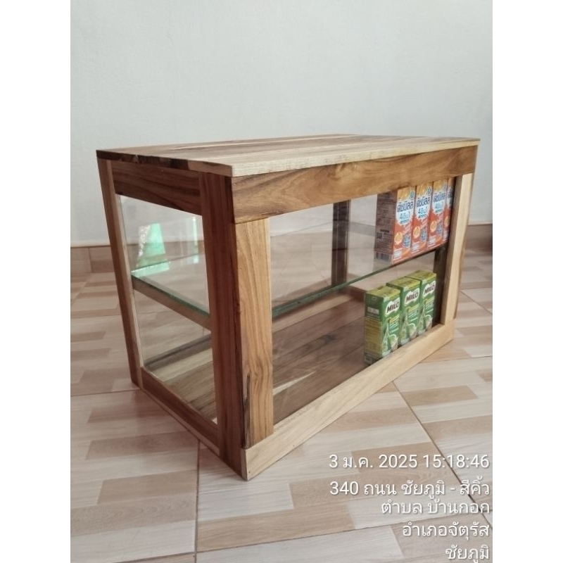 ตู้กระจกอเนกประสงค์ ไม้สักมีบานเลื่อน รหัสสินค้าส้มตำ4 ขนาด 50 * 30 * 36 cm – โปรปัง