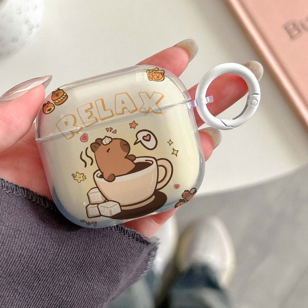 จัดส่งจากกรุงเทพ AirPods 4 Pro2 Pro 3 2 1 cute yellow copybara Case กรณีปลอกสําหรับ AirPods gen3 TPU Matte