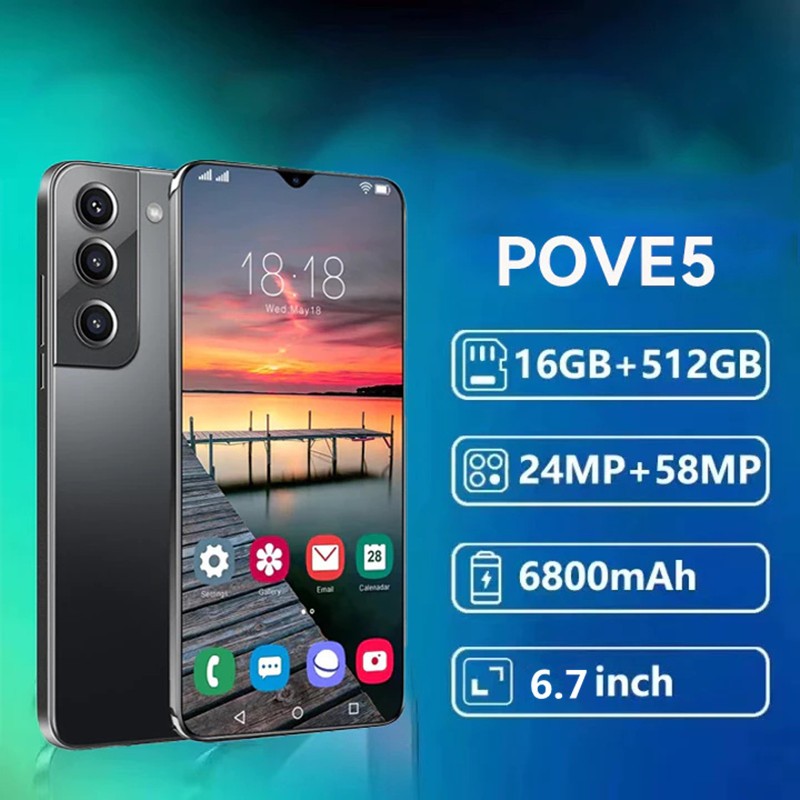P OVA 5 โทรศัพท์โทรศัพท์เดิม (16GB RAM + 512GB ROM) สมาร์ทโฟนสำหรับเล่นเกม 5G โปรโมชั่นใหญ่โทรศัพท์