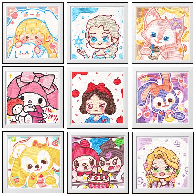 คูโลมิ ครอสติสคริสตัล พร้อมกรอบ Diamond Painting ลายซานริโอ้น่ารัก ขนาด 18*18cm DIY ของเล่นเด็ก