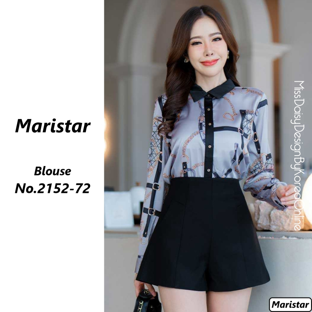 Maristar เสื้อแขนยาวผ้าพิมพ์ลาย No.2152 เนื้อผ้า Slik Satin