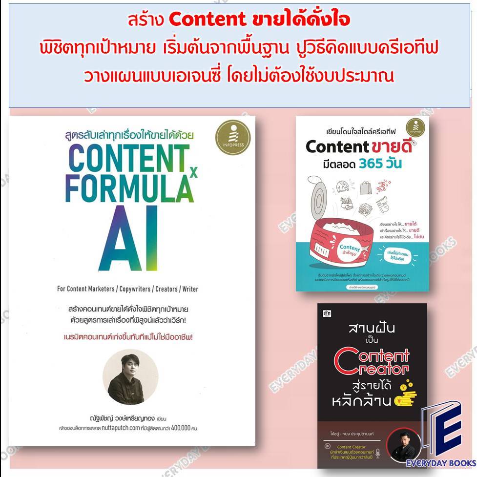 หนังสือ พร้อมส่ง แยกสานฝันเป็น Content Creator สู่รายได้หลักล้าน/เขียนโดนใจสไตล์ครีเอทีฟ/Content For