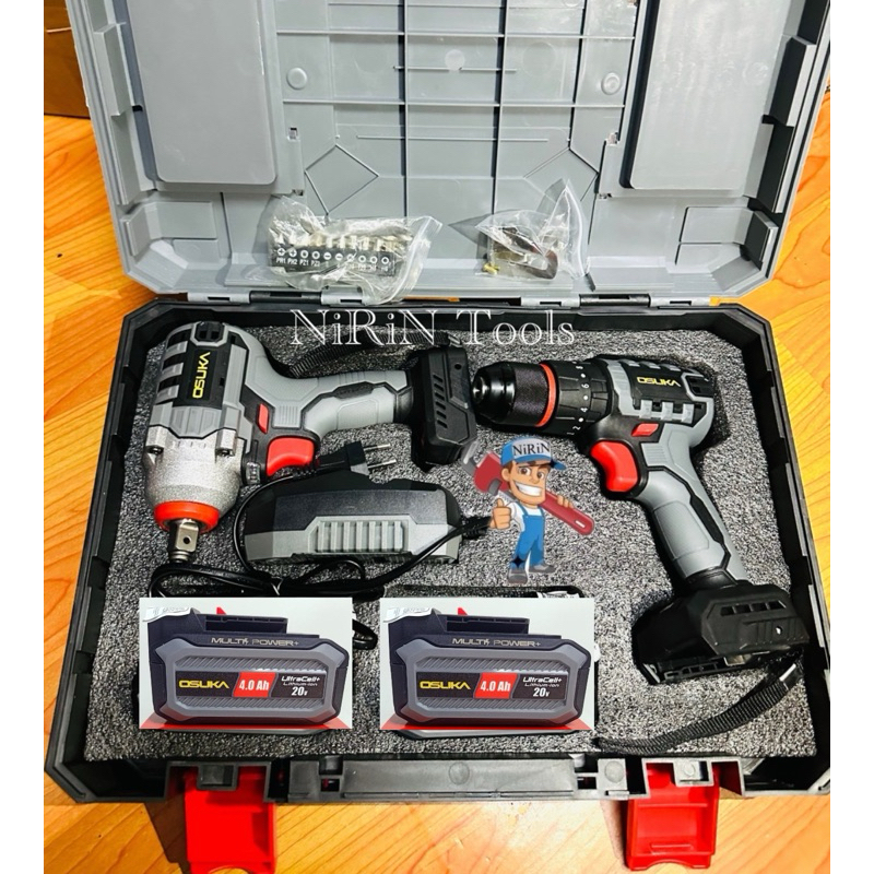 OSUKA สว่านไร้สาย 3 ระบบ รุ่น OCHD802-D2 มาพร้อม บล็อกแบต รุ่น OSID-LT520 ชุดคู่สุดคุ้ม แบตเตอรี่ 4.0Ah 2ก้อน