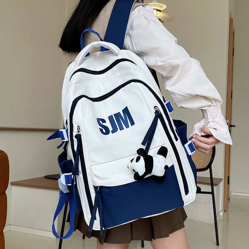 สไตล์อเมริกัน ย้อนยุค กระเป็าเป้ กระเป๋า backpack ความจุสูง นักเรียน แล็ปท็อป