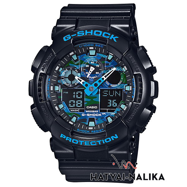 🔥ของแท้🔥 นาฬิกา G-SHOCK หายาก รุ่น GA-100CB-1A,GA-100CB-1,GA-100CB,GA-100 หน้าปัดลายพรางสีน้ำเงิน