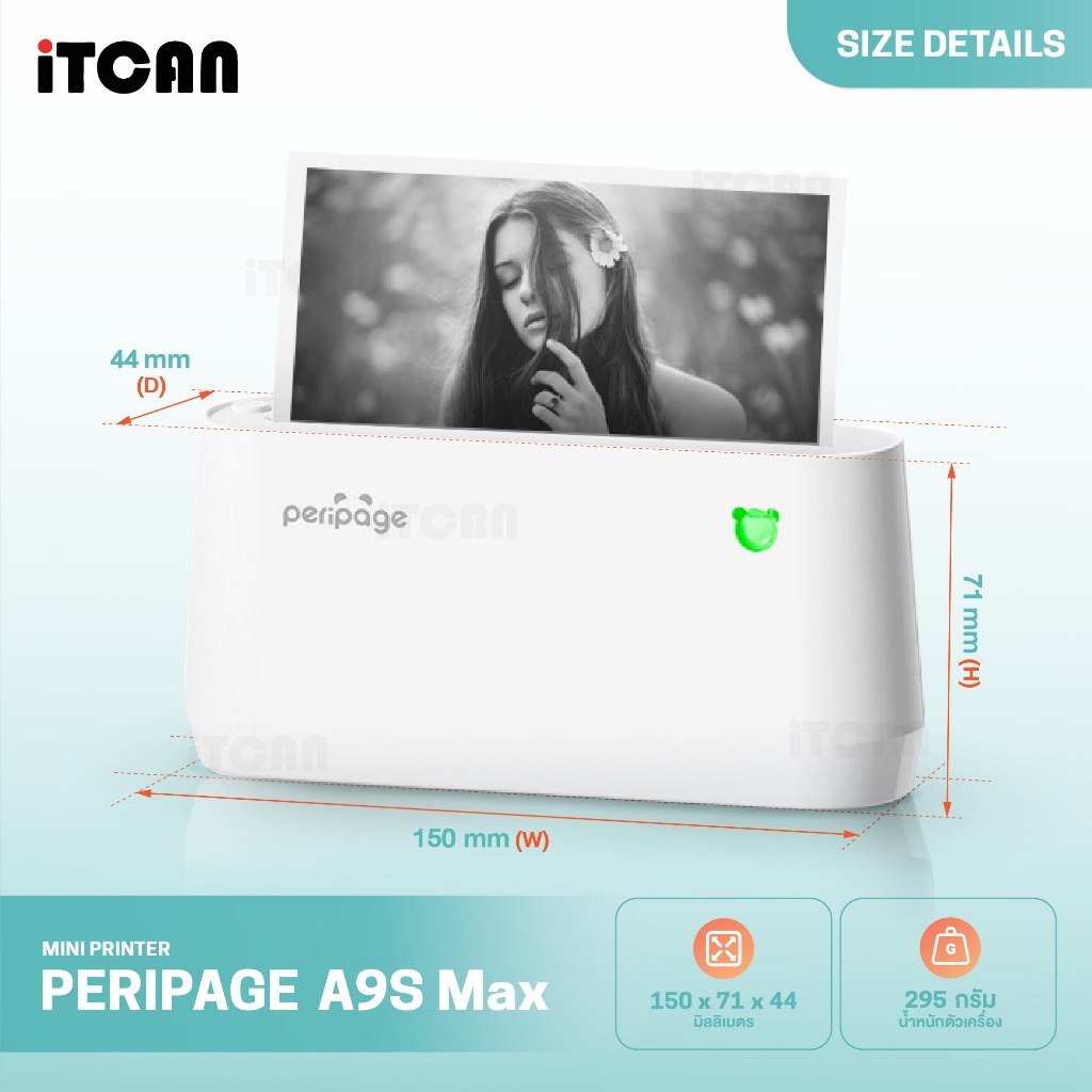 iTCAN เครื่องปริ้นความร้อน Peripage A9 A9Max A9SMax เครื่องปริ้นพกพาขนาดเล็ก ปริ้นใบปะหน้าพัสดุ