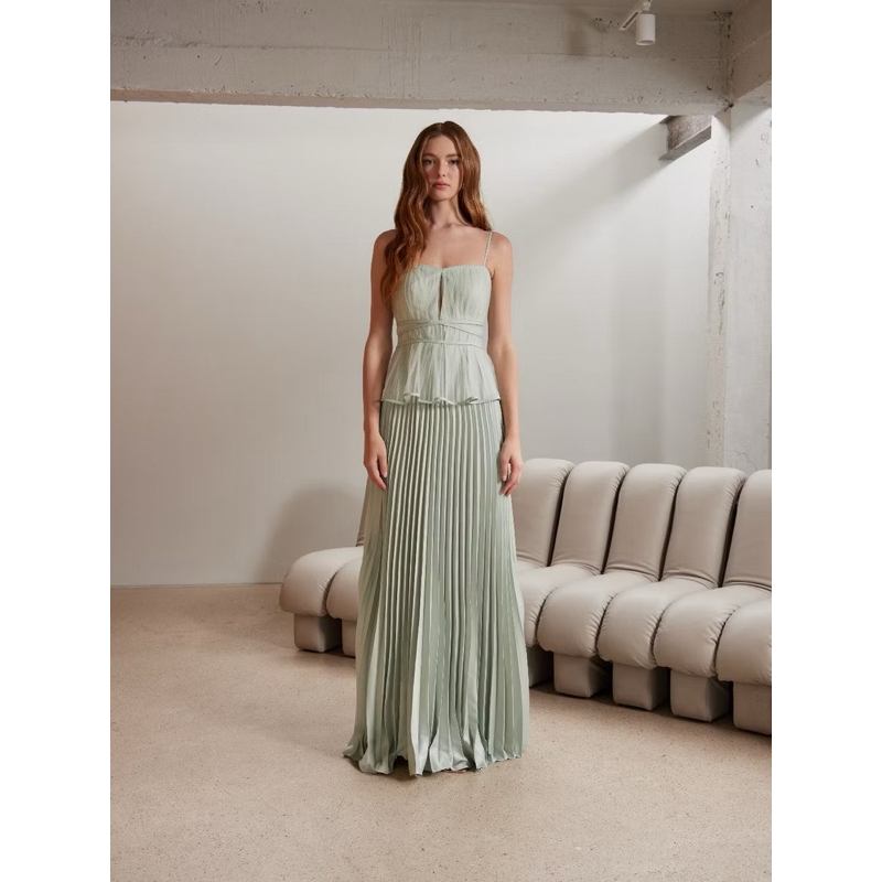 👗Used 🥰: Threep Helena pleated Maxi dress สี mint.. ( Size M )