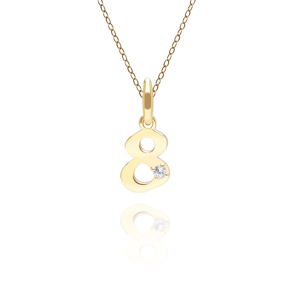 Gemondo จี้ทองคำ 9K ประดับเพชร เลขนำโชคหมายเลข 8 (ไม่รวมสร้อย) Lucky Symbol