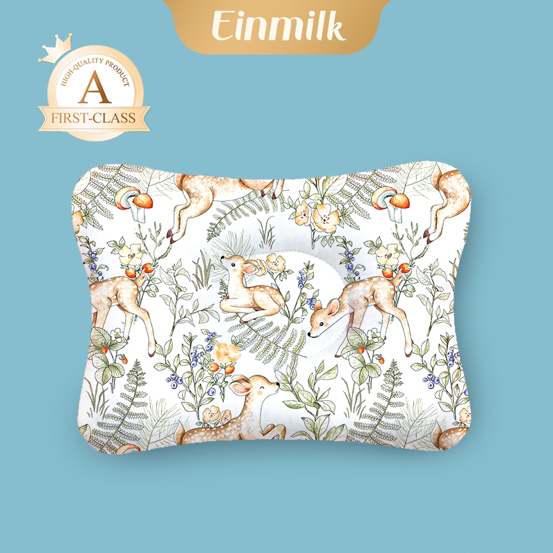 Einmilk หมอนทารกหนุนนอนพรีเมี่ยม ป้องกันศีรษะแบน เด็กหมอนป้องกันศีรษะคอสนับสนุน Baby Pillow QAFH