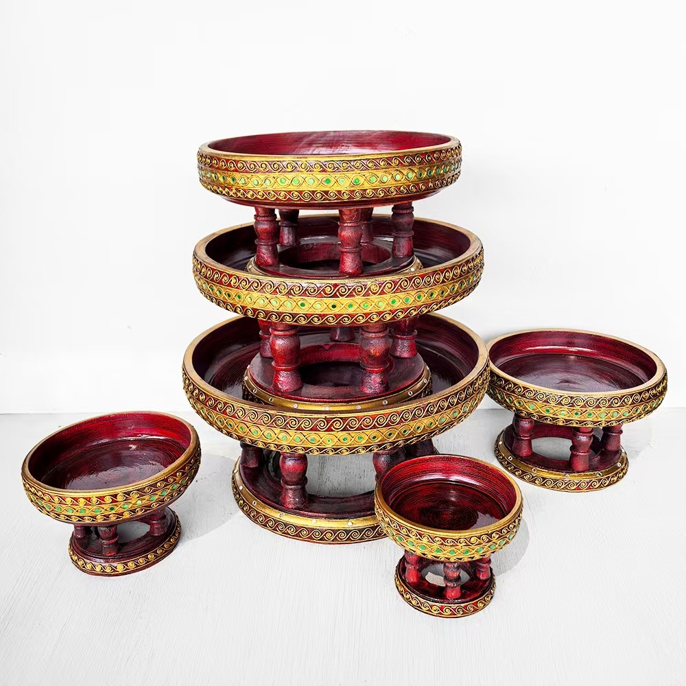 ขันโตก โตกไม้ ที่ใส่ของ ภาชนะใส่ของกิน ของใช้ ของตกแต่ง ถวายวัด สังฆทาน ผลไม้ อาหาร ห้องพระ