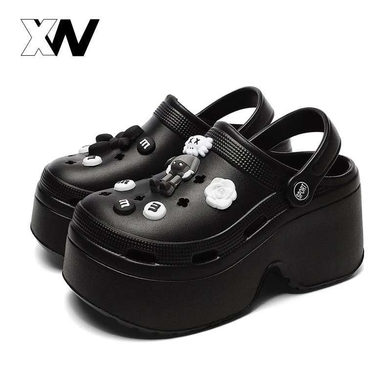 XWbrand มาใหม่ปังมาก รองเท้าหัวโตแฟชั่น เสริมส้นให้หนาๆเลย มาพร้อมตัวติดน้องหมาสีดำ วัสดุคุณภาพดี คุ้มค่าคุ้มราคาแน่นอน