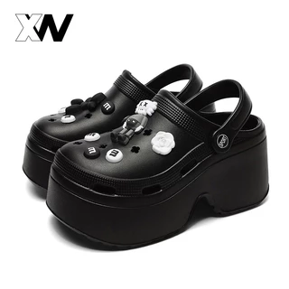 XWbrand มาใหม่ปังมาก รองเท้าหัวโตแฟชั่น เสริมส้นให้หนาๆเลย มาพร้อมตัวติดน้องหมาสีดำ วัสดุคุณภาพดี คุ้มค่าคุ้มราคาแน่นอน