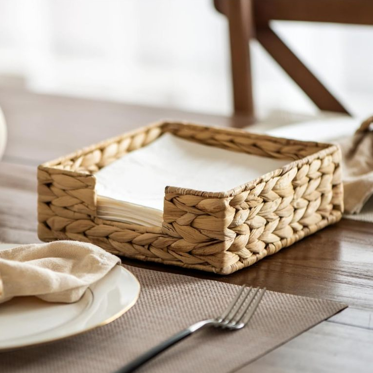 StorageWorks Water Hyacinth Napkin Holder, Wicker Baskets and Serving Tray for Kitchen, Rattan Napkin Holders for Tables ราคา ถูกที่สุด ดีลบีเคเค แกลเลอรีภาพที่ 9