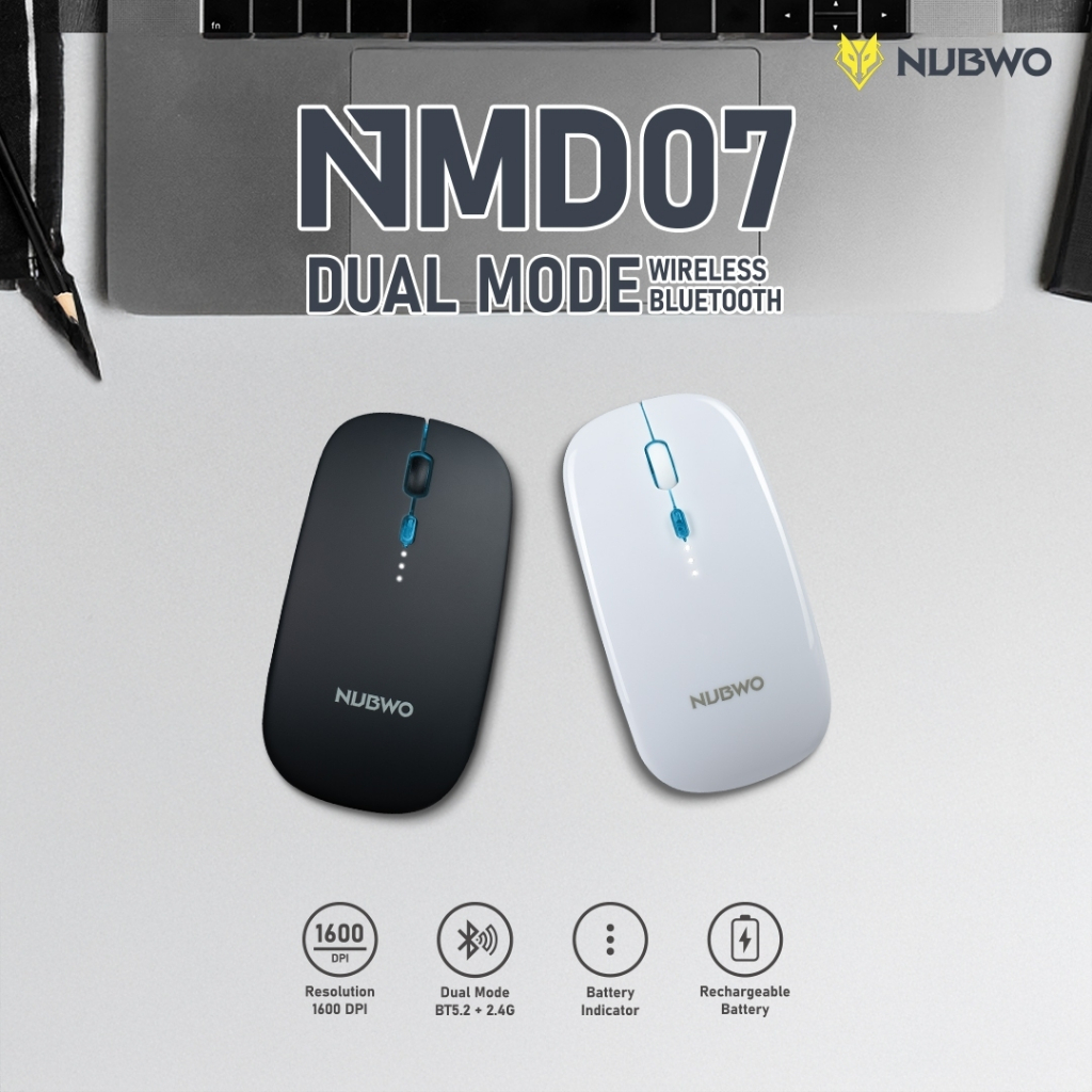[สินค้ารับประกัน 1 ปี] Nubwo NMD-07 Mouse Dual Mode Wireless Bluetooth เมาส์ไร้สาย เสียงเงียบ ไวเลสบลูทูธ ขนาดกะทันรัด